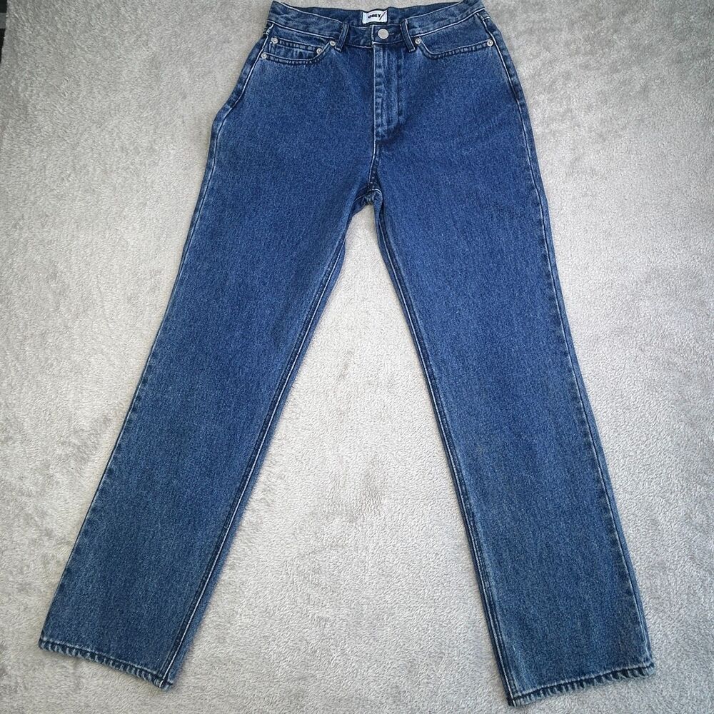 Obey Straight Leg Jeans Womens 25 Blue Denim Medium Wash Regular Fit Casual Wear - Picture 1 of 12